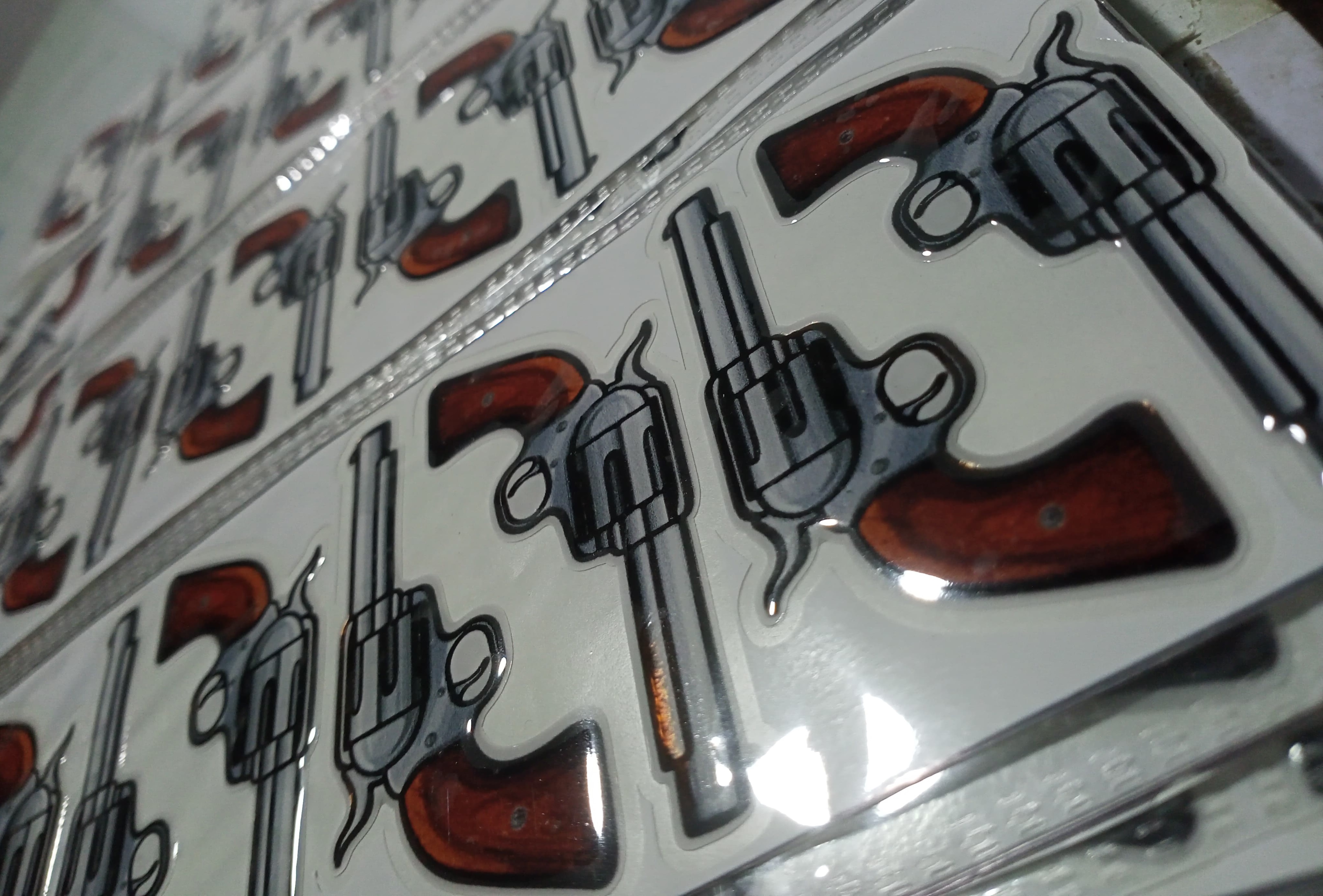 Hand Gun Dome Sticker | Size 3.0 inches, Pack Of  2